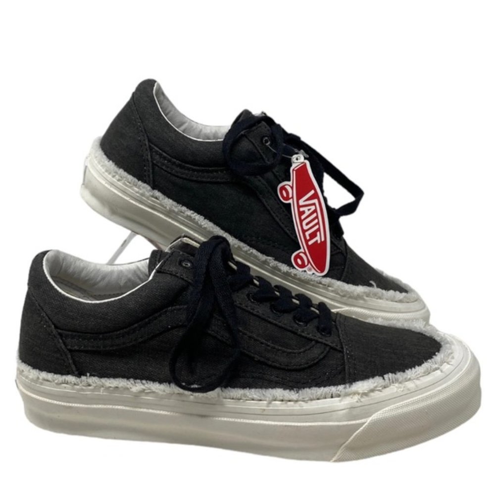 VANS Vault OG Old Skool LX Men's Shoes Canvas Raw Edge Black Skate VN0A5FBEBLK - Picture 2 of 9
